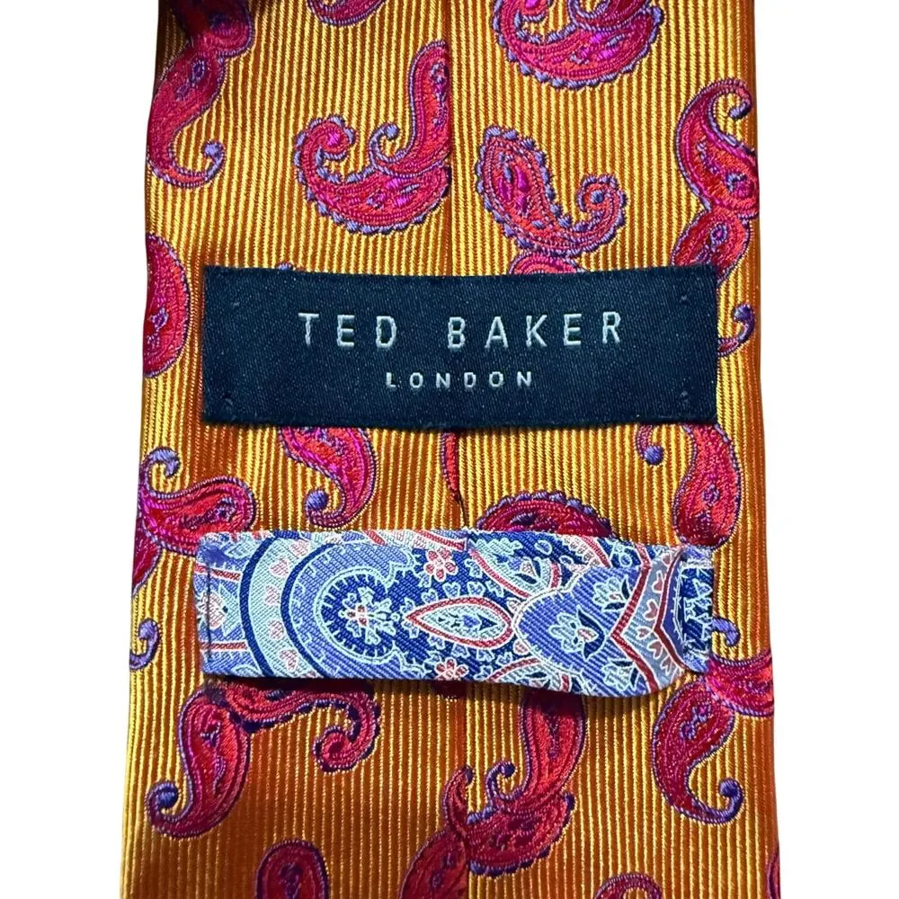Ted Baker London Orange 100% Silk Necktie